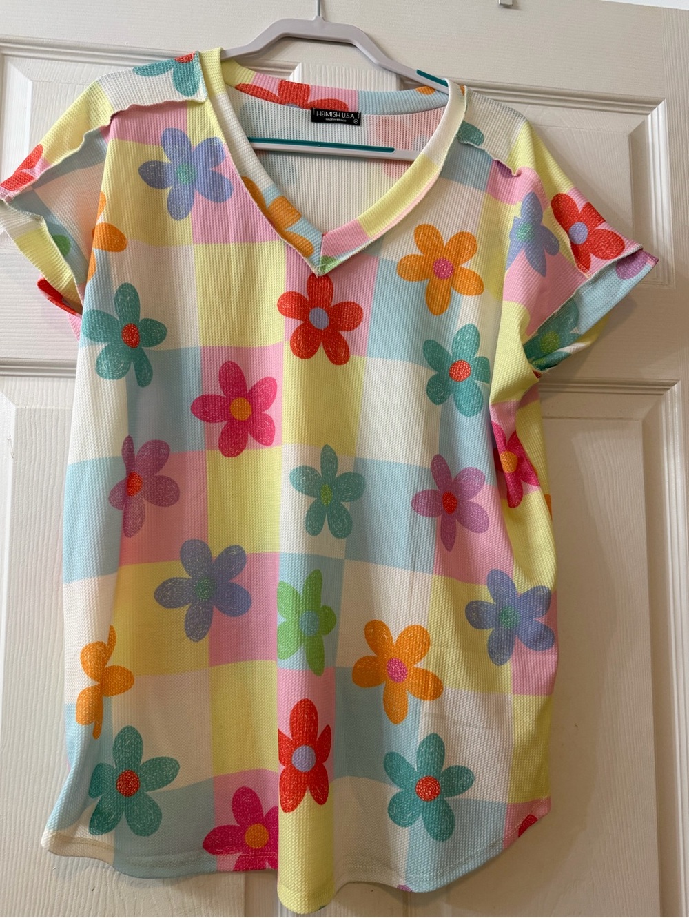 Lemonade Floral Check Short Sleeve Tee - Hem & Sky